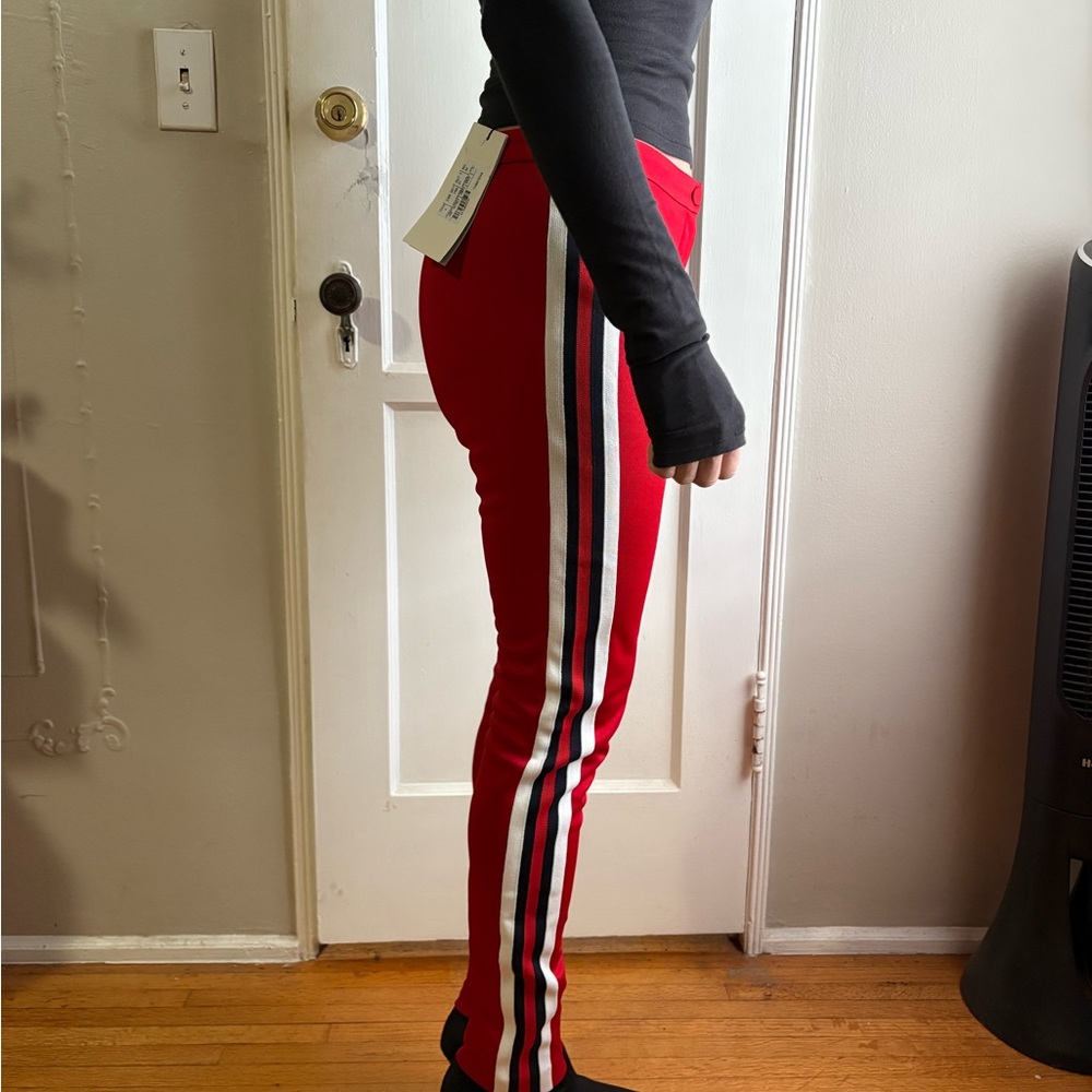GUCCI NWT Sylvie Web Red Track Pants with stirrups Navy and White Stripes